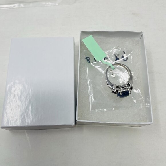 Karis Oval Sodalite Mozambique Garnet Ring Size 8 in Platinum Bond Brass 5018 - Picture 6 of 7